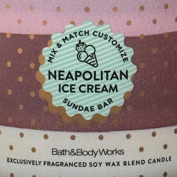 BBW Neapolitan Ice Cream Bath & Body Works 3 Wick Candle - Picture 3 of 10